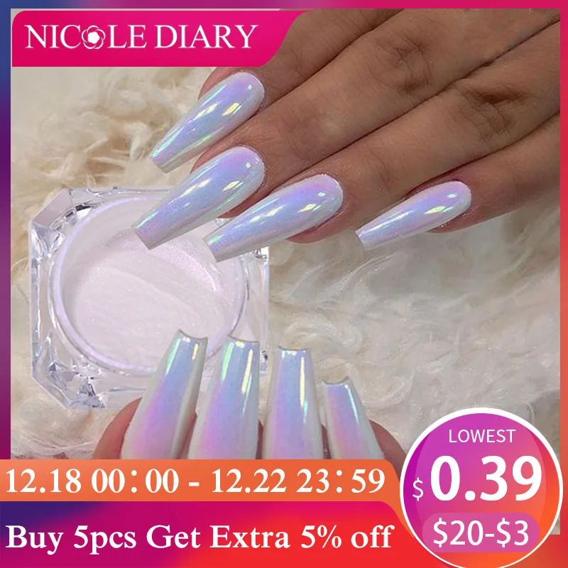 NICOLE DIARY Nail Powder Pigment Pearl White Rubbing on Nail Art Glitter  Dust Chrome Aurora Manicure Decoration DIY - AliExpress