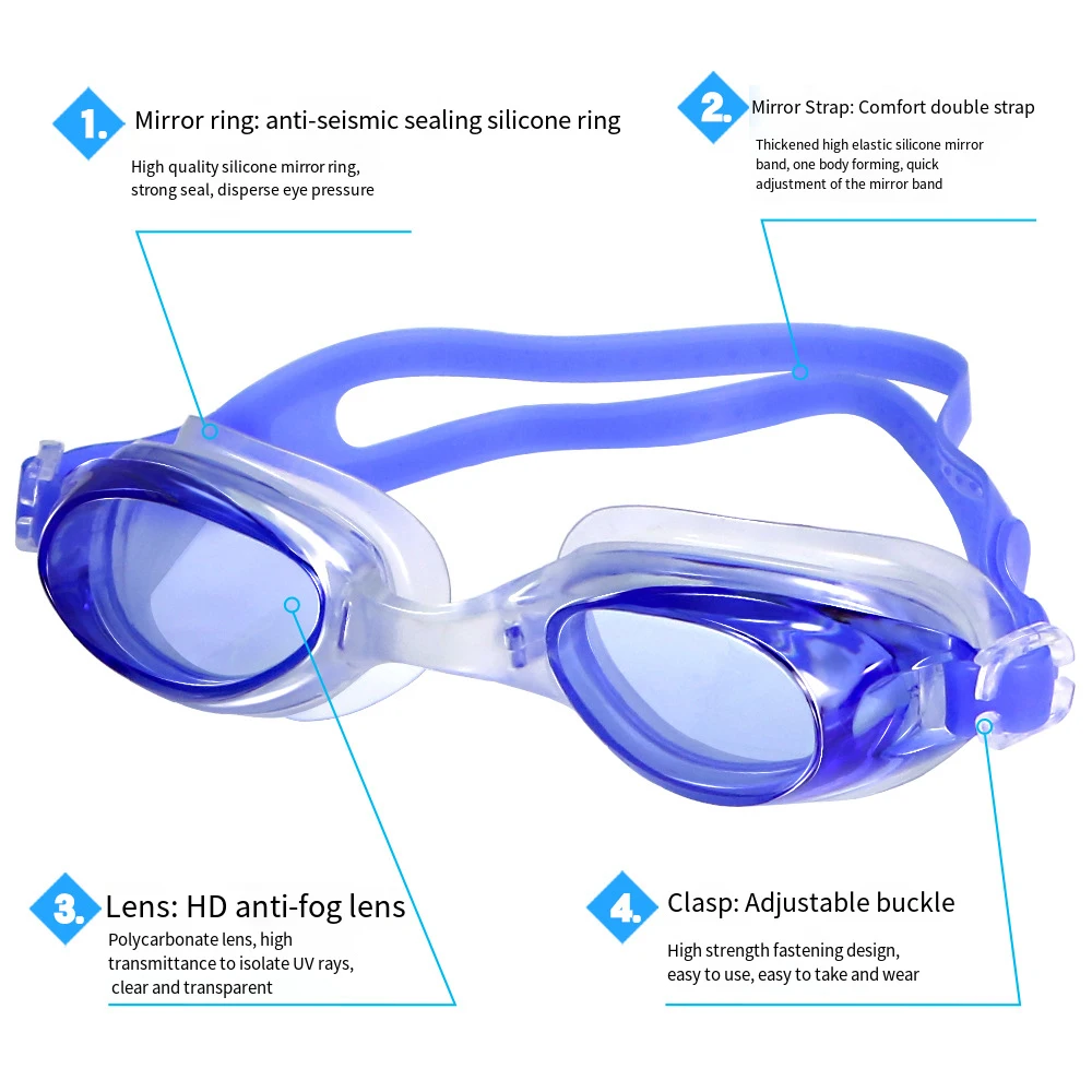 Swimming Goggles Anti Fog Waterproof Swim Sport Water Glasses Eyewear with Bag for Men Women Boys Girls