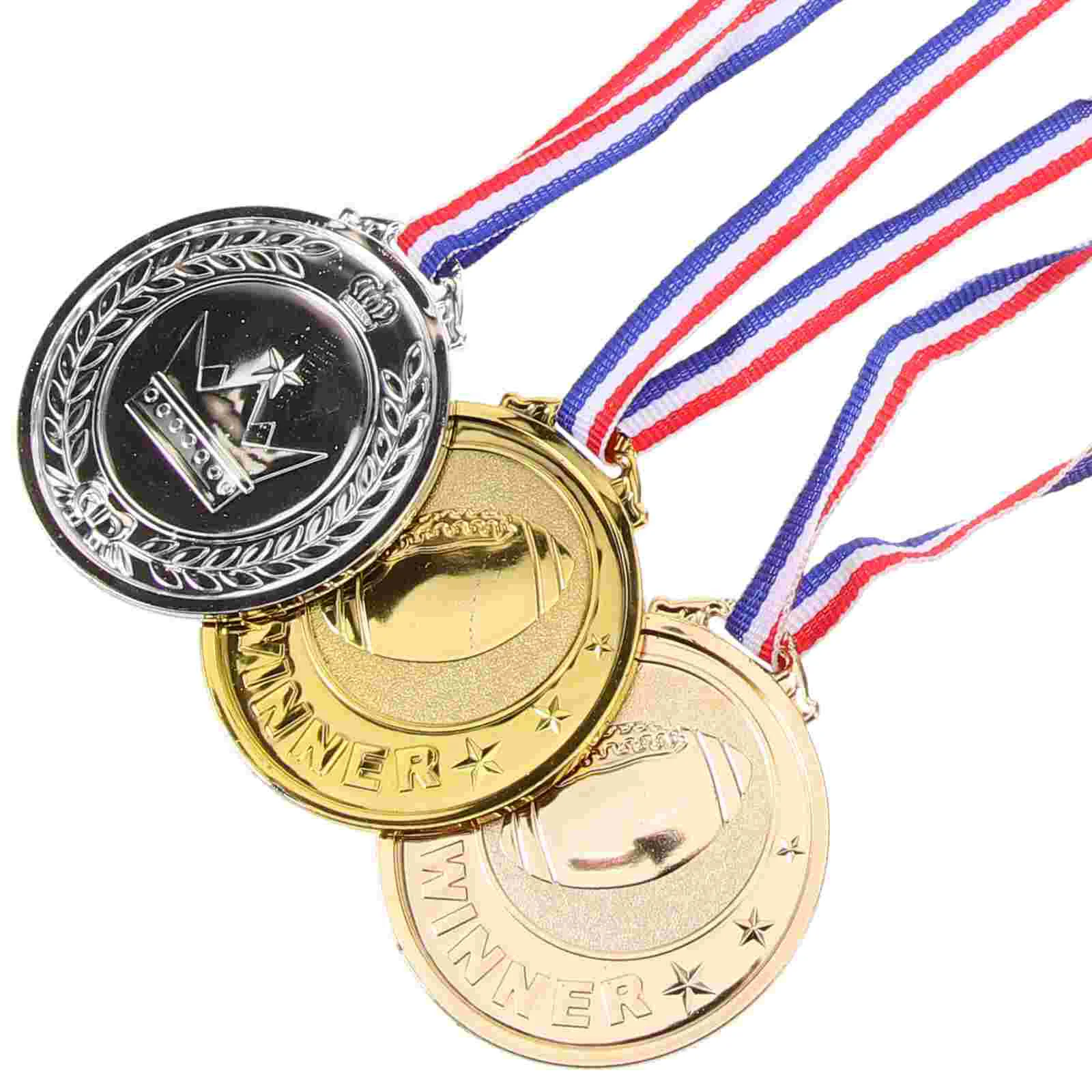 3pcs Decorative Medal Sports Game Hanging Medal Round Reward Medal with Ribbon