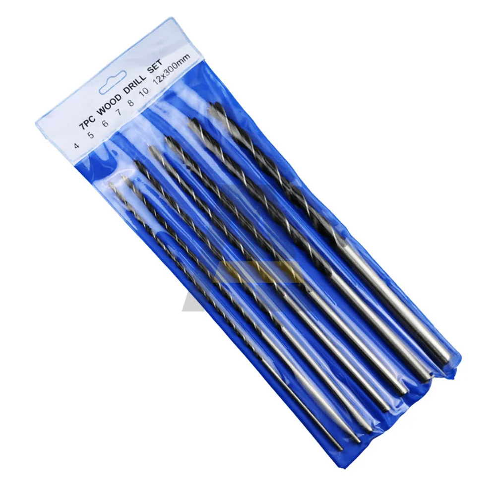 

7pcs Extra Long Wood Drill Bit Set Twist Point 12"/285-300mm Woodworking Drilling Perforator Tool 4mm/5mm/6mm/7mm/8mm/10mm/12mm
