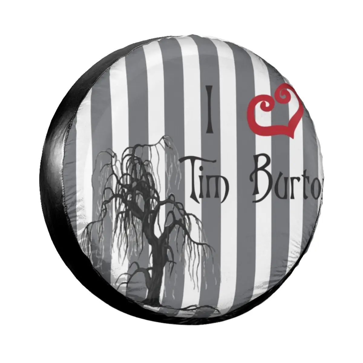 

I Love Tim Burton Spare Tire Cover Bag Pouch for Jeep Hummer Beetlejuice Movie Horror Film Car Wheel Covers 14" 15" 16" 17" Inch