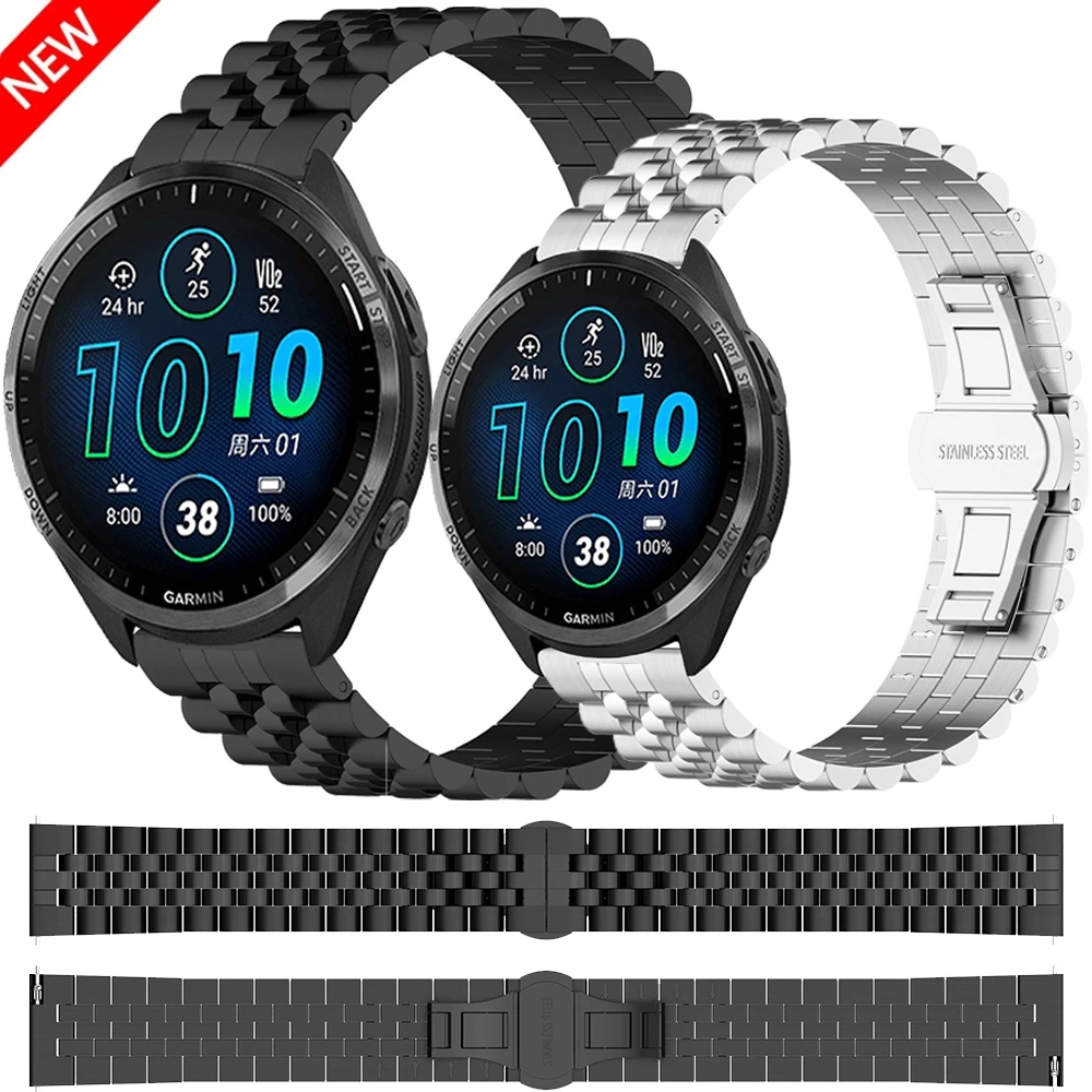 Sleek 22mm Stainless Steel Metal Wristband - Replaceable Strap