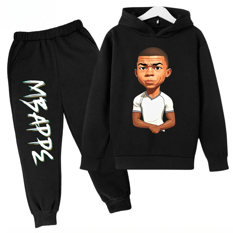 thumbnail image 1 of Conjunto de sudadera y pantalones con estampado de Mbappé para niños, primavera y otoño, conjunto de ropa deportiva de 2 piezas para niños y niñas, ropa para niños, 1 of 5