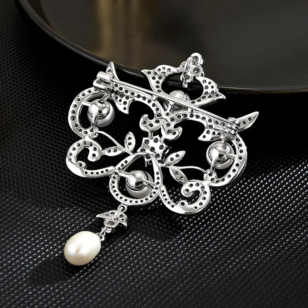 Plum Blossom Flower Pearl Brooch For Wedding Bouquet Wedding Hijab Scarf Pin Up Buckle Women Brooch Clothing Collar Jewelry Pin
