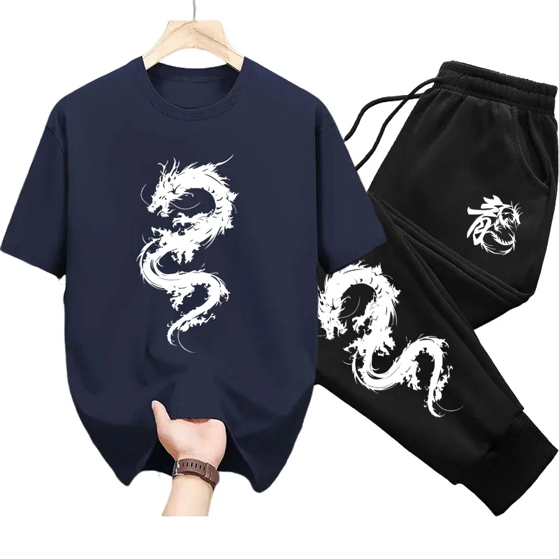 Mens Pure Cotton Tshirt and Trousers Set