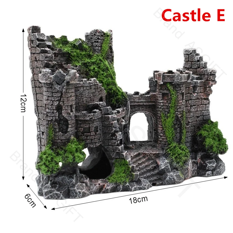 Aquarium Ancient Castle Decoration Resin Artificial Building Rocks Cave Aquarium Fish Tank Landscaping Ornament Decor fish tank ornaments fish tank decorations aquarium ornaments mini landscape ornaments