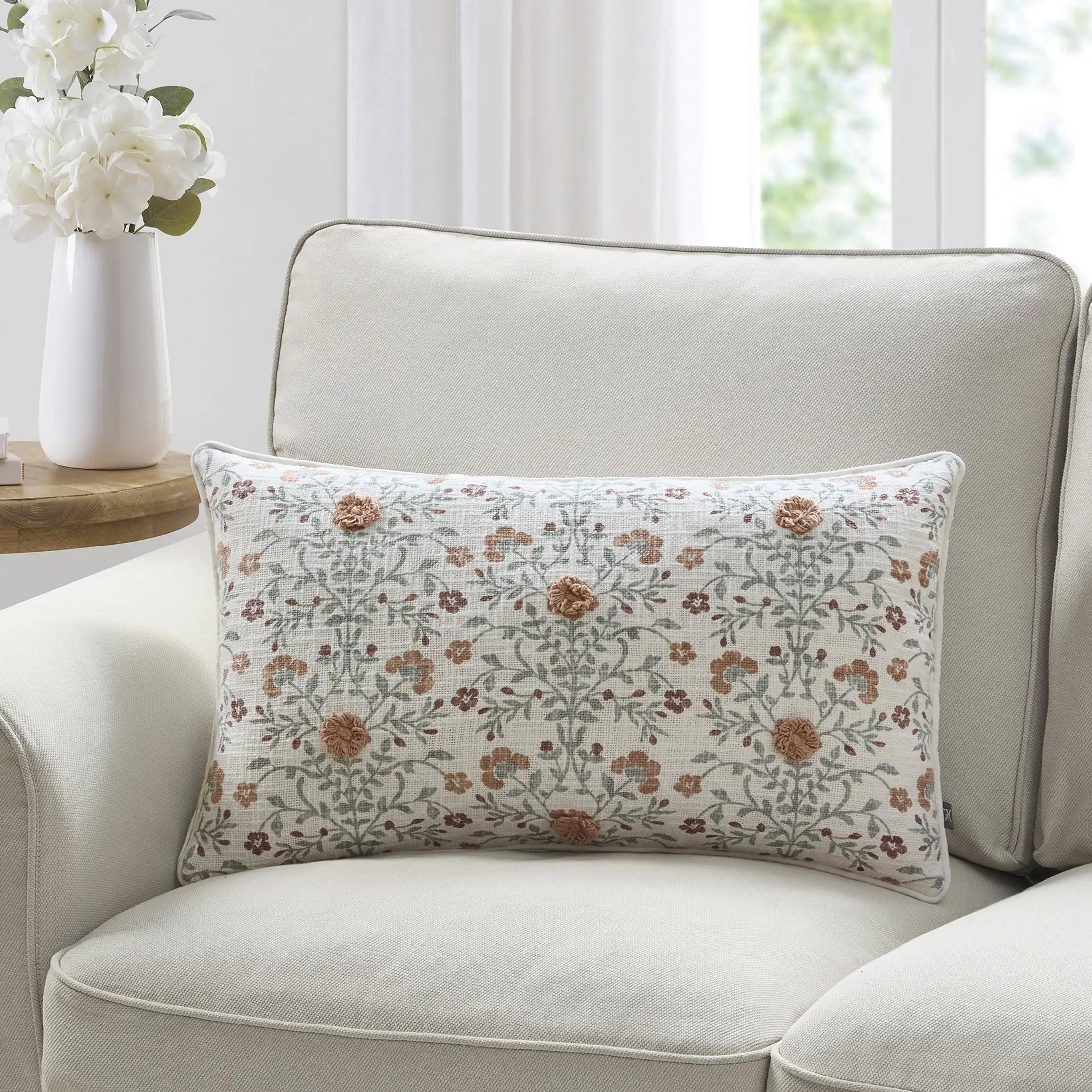 My Texas House 14" x 24" Fara Multicolor Floral Oblong Cotton Decorative Pillow