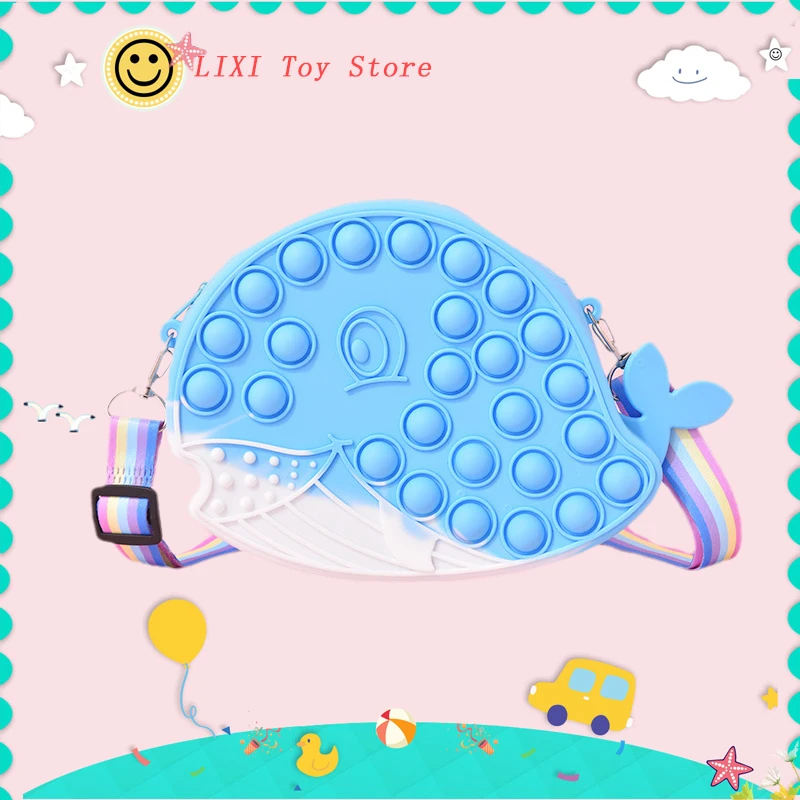 Push Bubble Women Shoulder Bag Pop Fidget Toys Pencil Case Coin Purse Kids Children Wallet Crossbody Bags Clearance Promote Gift pineapple stress ball