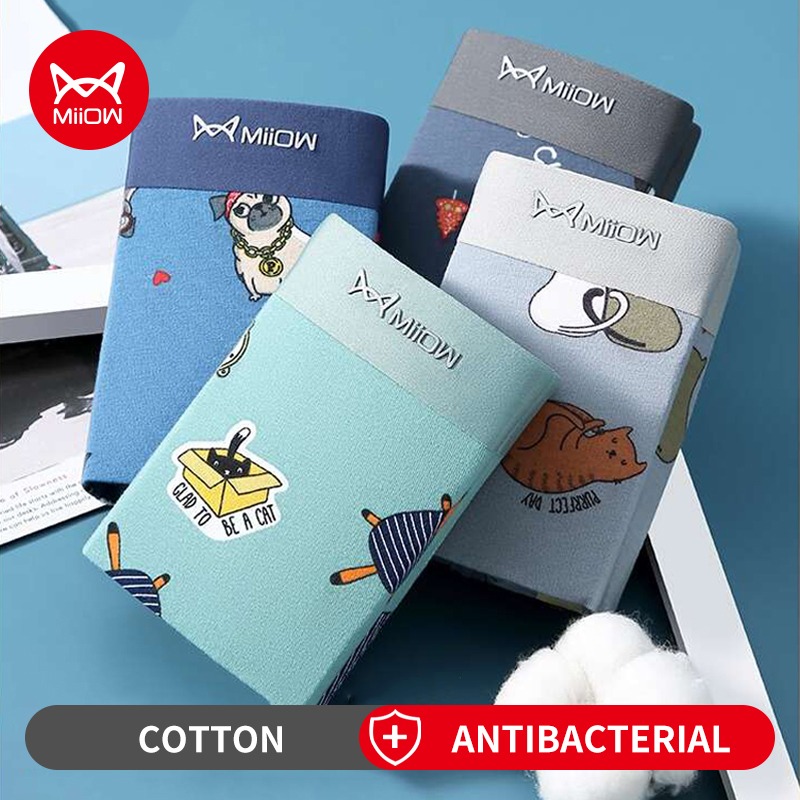 MiiOW 3Pcs Sexy Men Underwear Boxers Shorts Animal Print Boxershorts Cotton Underpants Breathable Plus Boxer Soft Male Panties