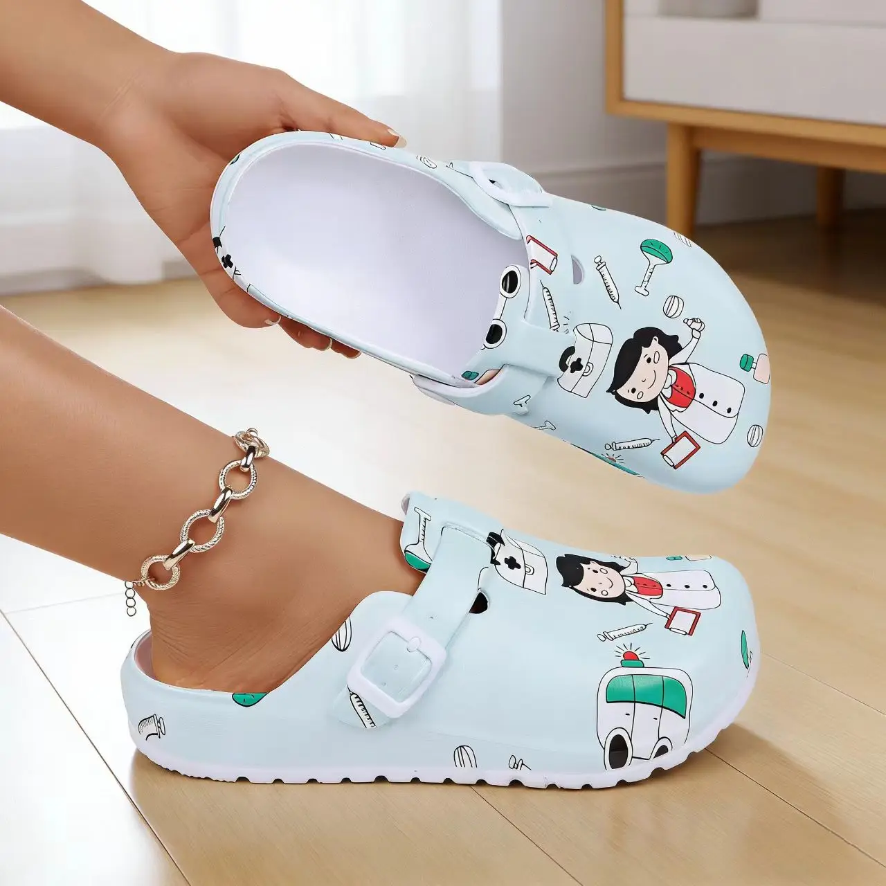 Women Platform Sandals Fashion EVA Insole Clogs with Arch Support Adjustable Buckle Slippers Outdoors Non-slip Sandals 1