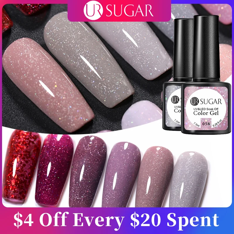 UR SUGAR 7.5ml Glitter Shiny Color Nail Gel Polish Semi-permanent Varnish Soak Off Nail Art Base Top Coat UV LED Gel Manicure 1