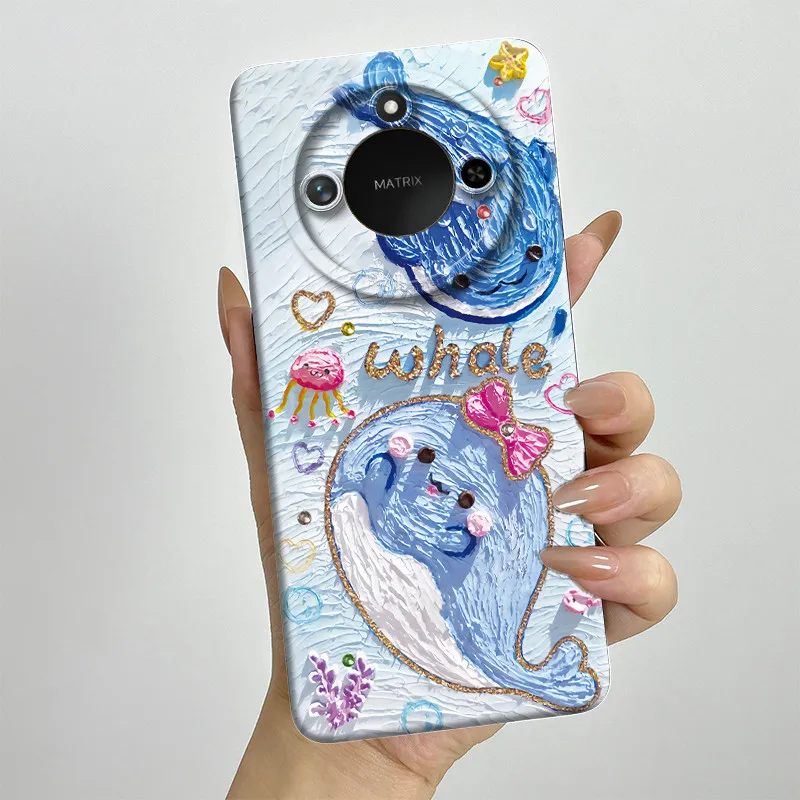 Sweet Painted Silicone Phone Case - Fashion Cartoon Design, Protective & Stylish