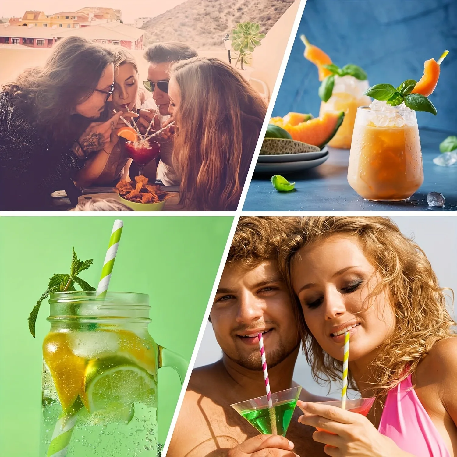 Rainbow Striped Paper Straws for Drinking disposable reusable straws Coffee Shop Bar Restaurant supplies 6mm*197mm 100pcs Bulk