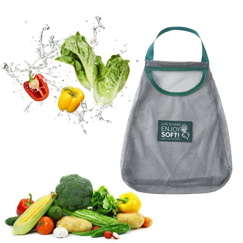 Tanio Mesh Net wielokrotnego użytku wiszące torby do przechowywania owoce warzywa czosnek sklep