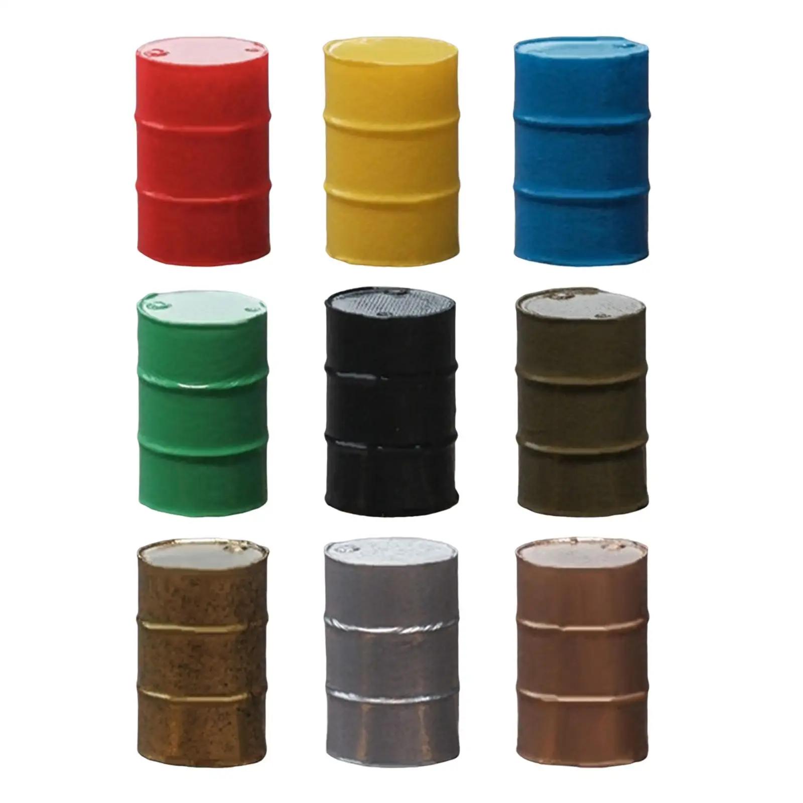 

Hand Painted 1/64 Scale Oil Barrel Model Miniature Micro Landscape Collection Photography Props Train Railway Scene Dioramas