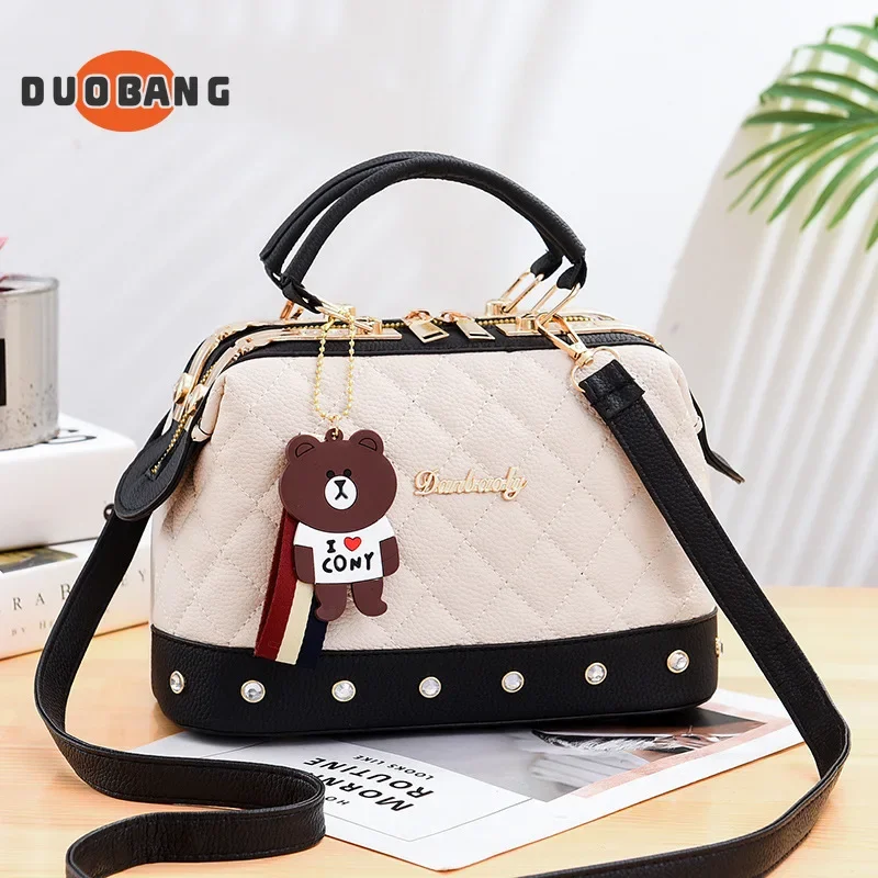 

Handbag Women's Bag 2023 New Fashion Lingge Embroidered Thread Single Shoulder Diagonal Straddle Doctor Bag ladies hand bags