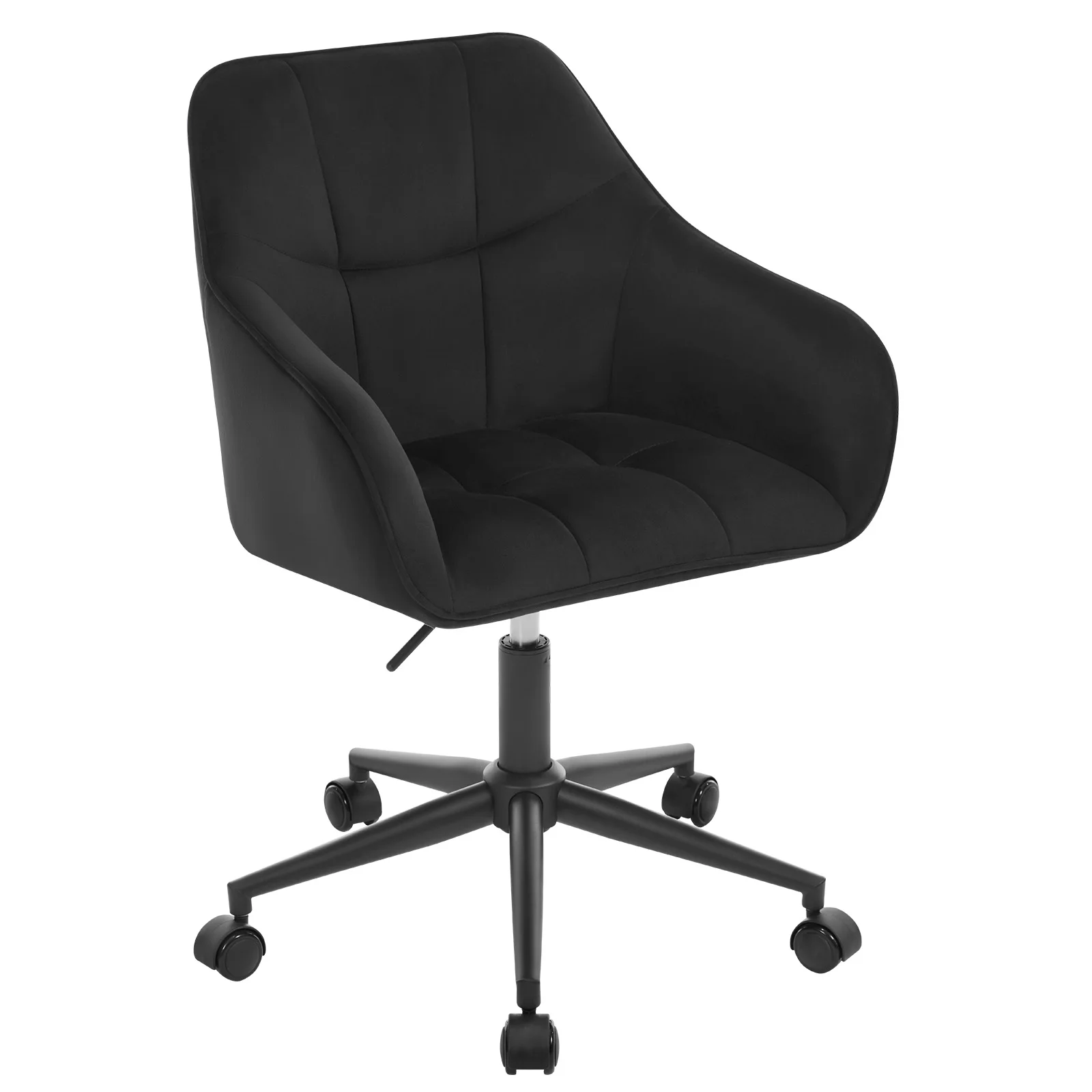 Sedia da scrivania moderna in velluto con ruote girevoli e altezza regolabile, elegante poltrona imbottita per studio, lavoro o toeletta, comoda seduta per donne, colore bianco