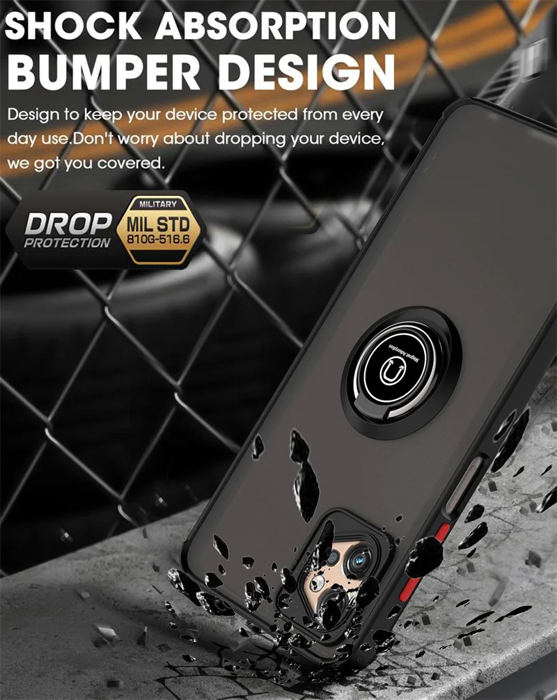 Shockproof Armor Case with Magnet Ring Holder Cover
