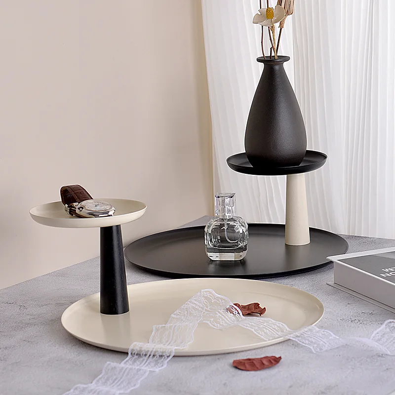 

Ahunderjiaz-Nordic Style Luxury Double Round Tray, Storage Display Shelf, Home Decoration, Entryway, Kitchen Storage