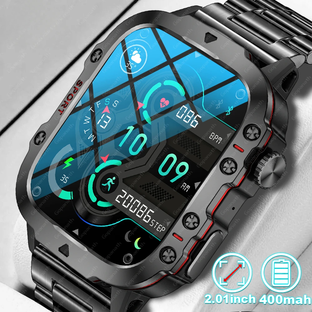 

2024 New Rugged Military Black Smart Watch Men for Android Ios 3ATM Waterproof Sport Fitness Ai Voice Smartwatch Outdoor Call