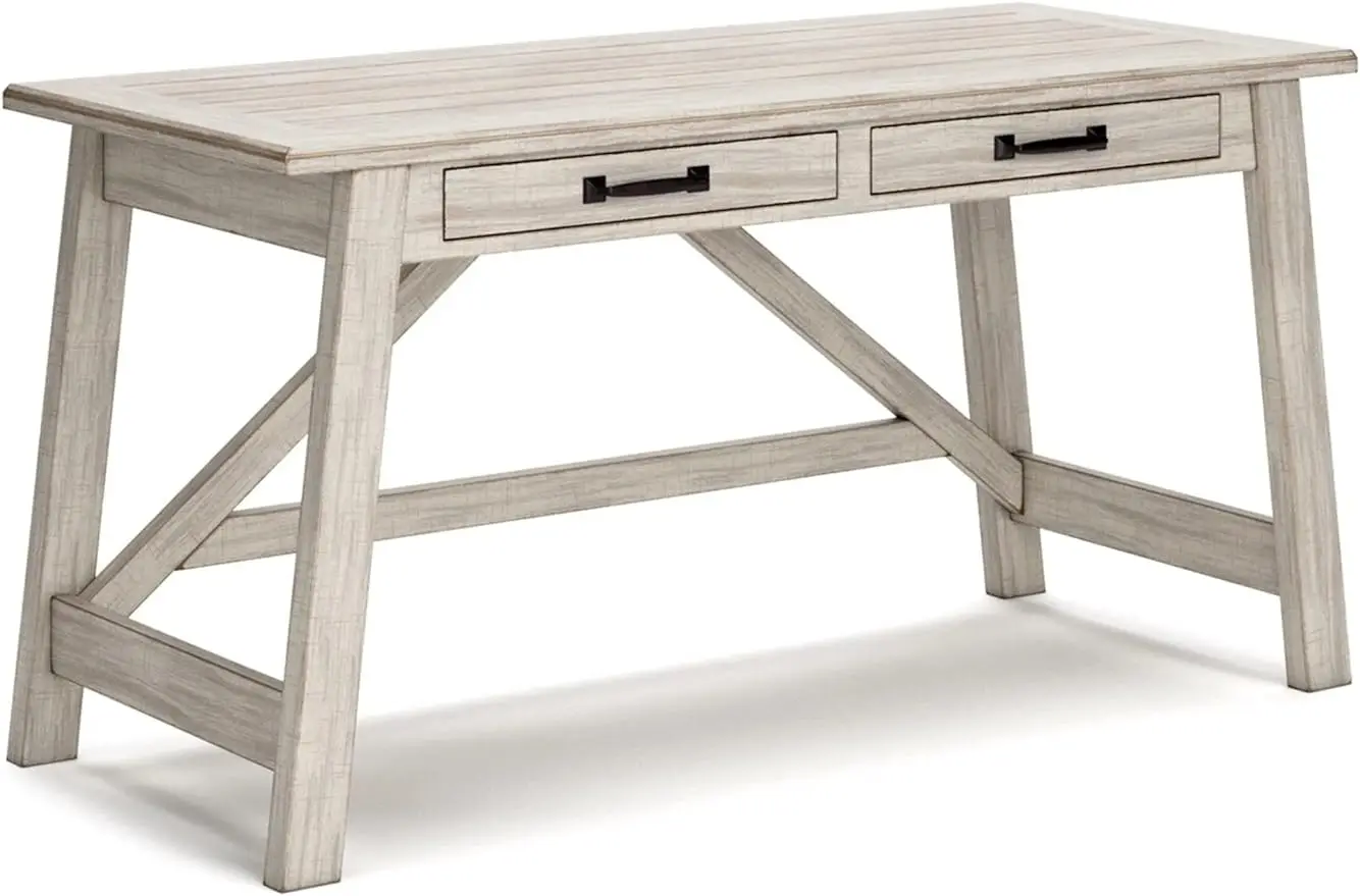 

Signature Design by Ashley Carynhurst Farmhouse 60" Home Office Desk with Drawers, Distressed White