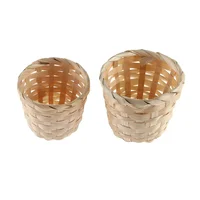 1PCs Small Basket Desktop Finishing Home Storage Bamboo Weaving Products Sundries Organizer Rattan Plant Box Wicker Basket 2