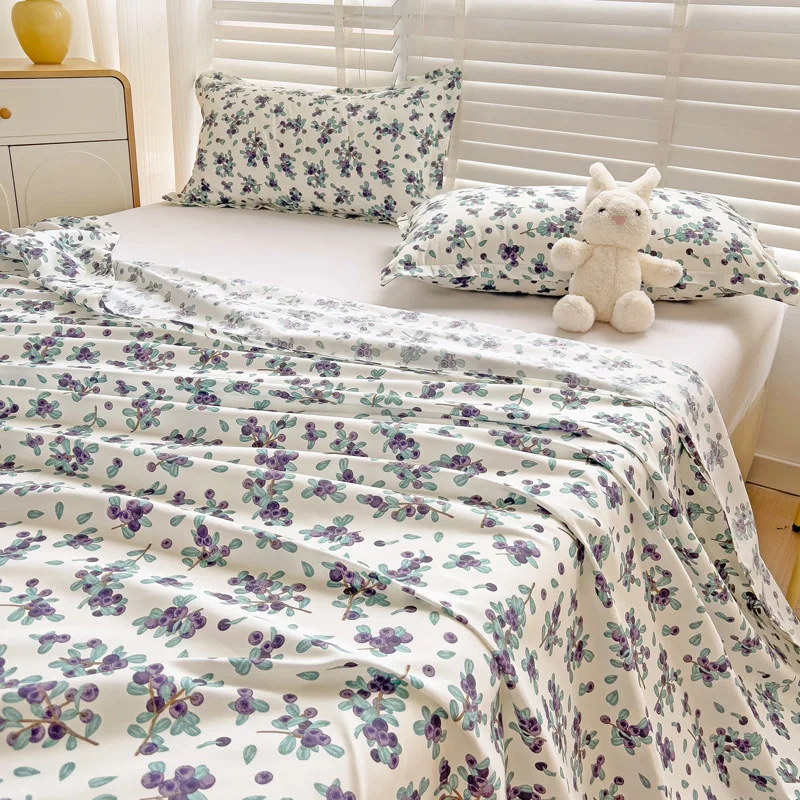Flat Bed Sheets Plaid Soft Washed Universal Nordic Style Antibacterial Non-slip Thickerskin-friendly Twin Queen Full Size Adults 6