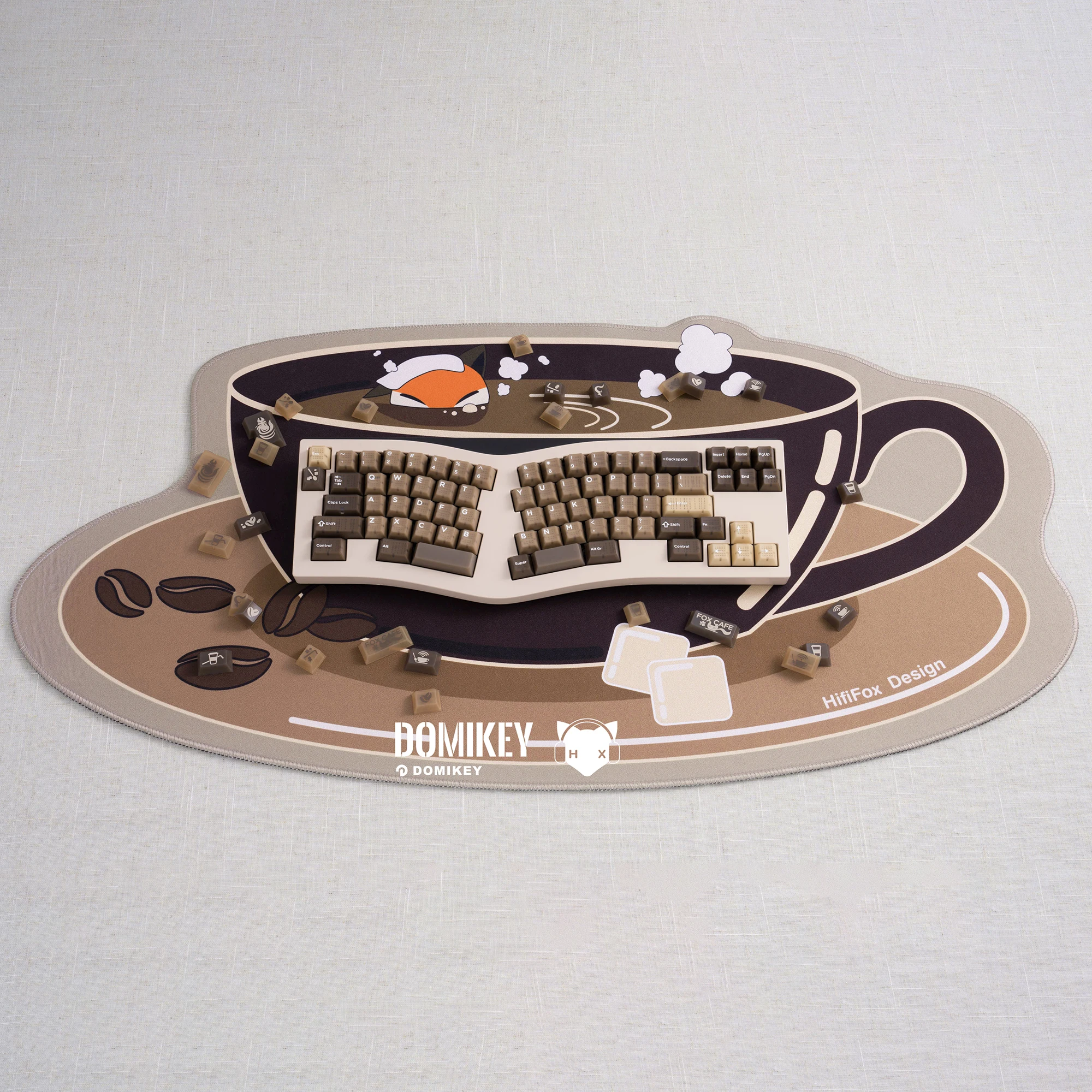 Domikey-silent Cafe Mousepad para Teclado Mecânico e Deskmat Bordas Costuradas Borracha de Toque Macio Alta Qualidade 900 400 mm