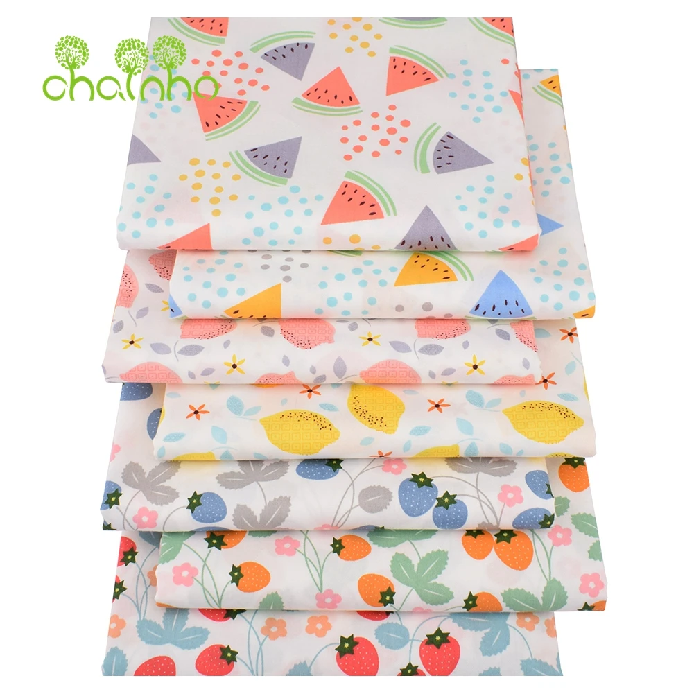 Chainho,Printed Twill Weave Cotton Fabric,DIY Sewing Quilting Material,Patchwork Cloth,Newest Fruit Series,2 Sizes,15C220
