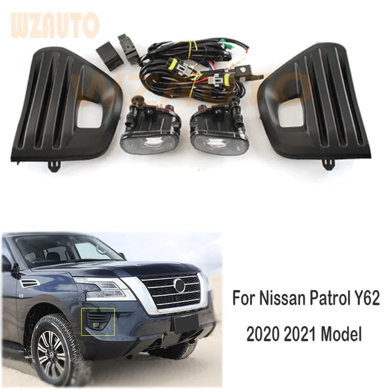 

Car Front Bumper Lamp Daytime Running Light Halogen LED Fog Light Assembly Wiring Harness Kit For Nissan Patrol Y62 2020 2021