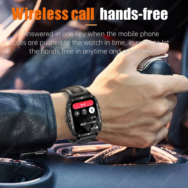 2026 NEW Military Smartwatch 2.01''HD Screen Bluetooth Call Waterproof Outdoor Sports Fitness Smart Watch Men for Android/IOS 6