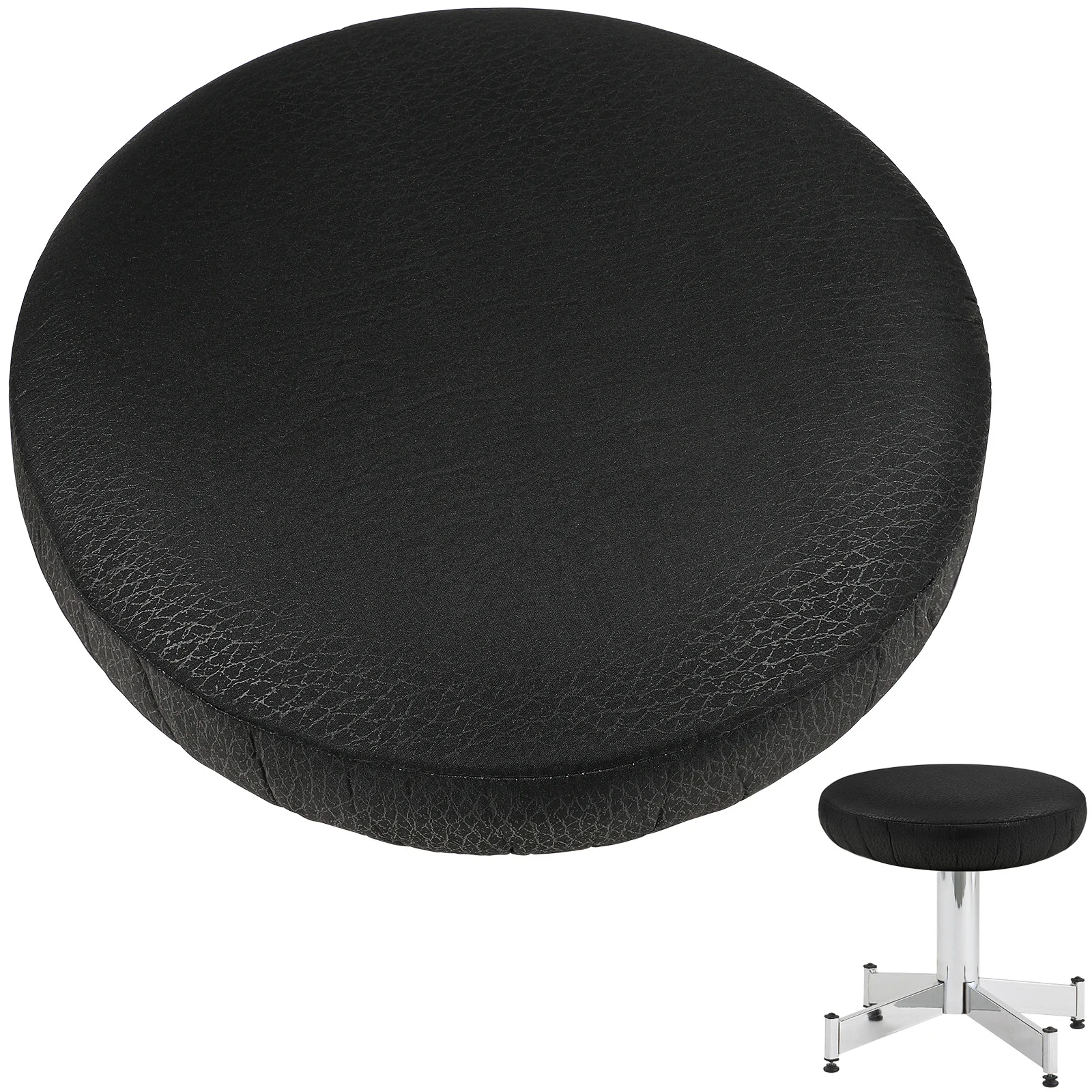 Thick Elastic Barstool Seat Cushion Cover Practical Stool Cover Round Chair Protector for Home Shop - Black (Diameter 35cm ) 5