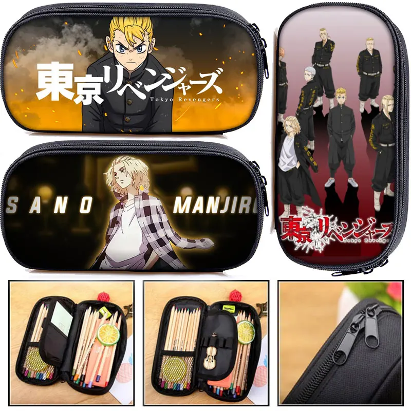 

Anime Tokyo Revengers Pencil Bag Ladies Canvas Cosmetic Cases Portable Pencil Case Stationery Bag Children School Supplies Gift