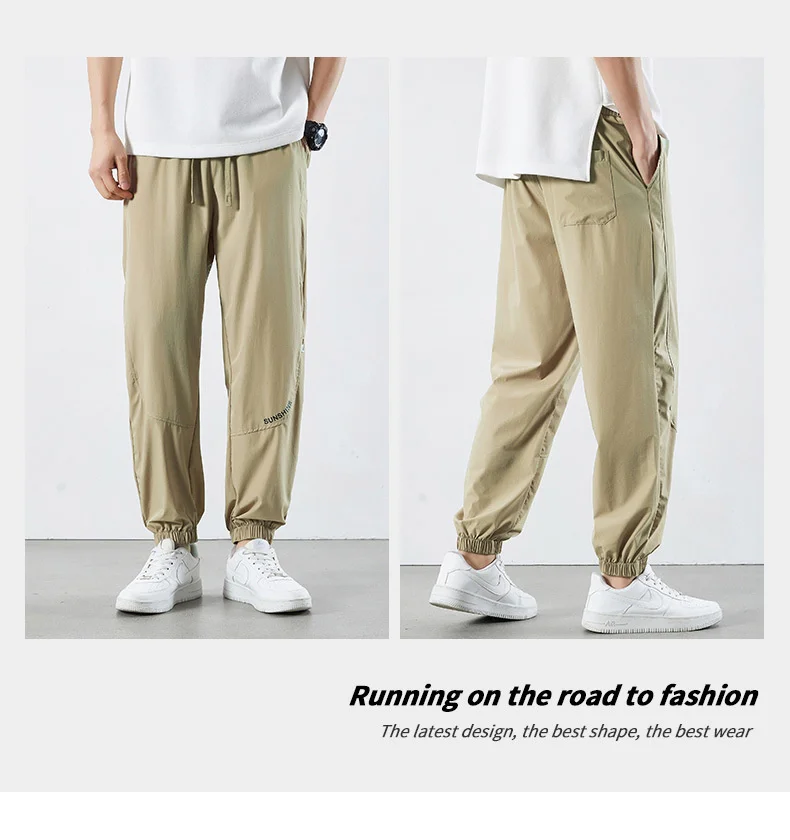 Description Picture 6 of itemNew Summer Men's Leggings Pants Streetwear Thin Ice Silk Male Casual Sports Cropped Pants Sold Color Jogging Capris Trousers