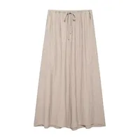 HH Women Casual Loose Midi Skirts Elegant Solid Drawstring A-Line Skirt 2024 Summer Female Fashion Streetwear - Image 4
