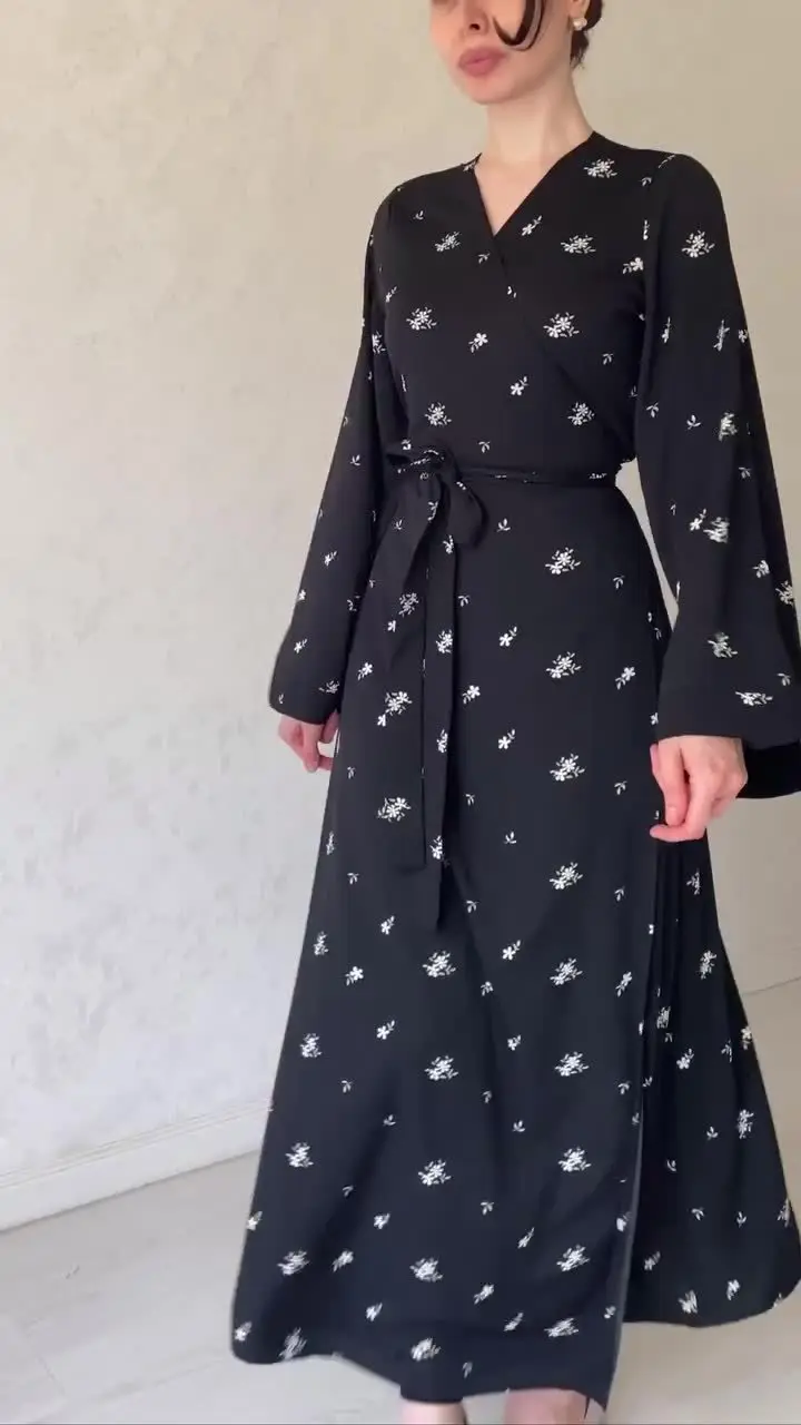 Printed Bandage Elegant Maxi Dress For Women V-Neck Patchwork Fashion High Waist Lace-Up Party Looks Long Dress 2025 New