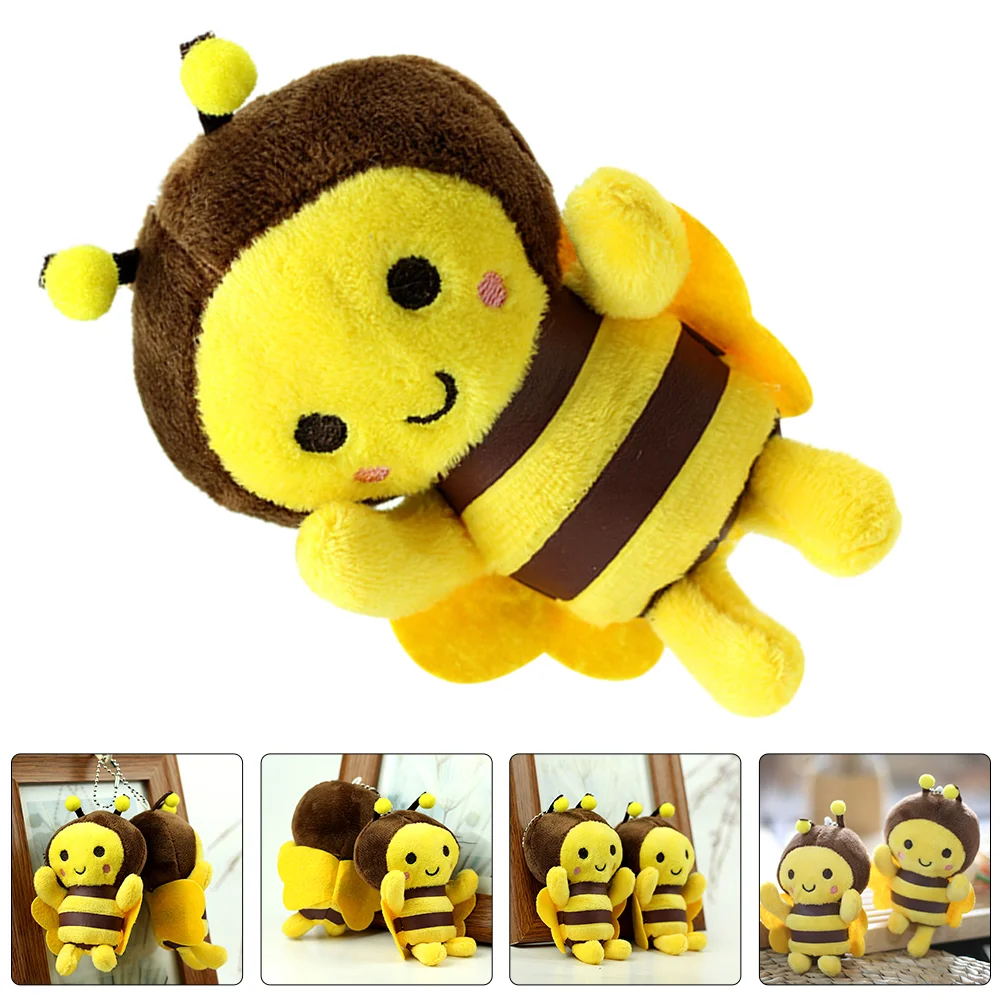 

11cm Kawaii Bee Plush Keychain Cartoon Small Animal Bag Pendant Honeybee Mini Stuffed Doll Soft Fun Toy Children Girl Gifts