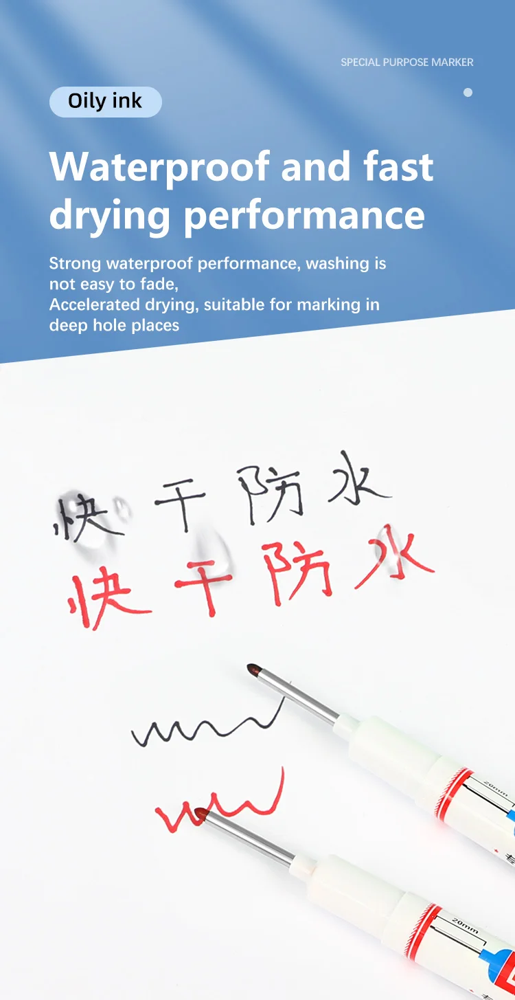 Haile 5/10 teile/satz 20mm tiefes Loch lange Feder kopf markierungen für Metall perforation stift wasserdichter Badezimmer holz bearbeitungs dekorations stift – Detail 6