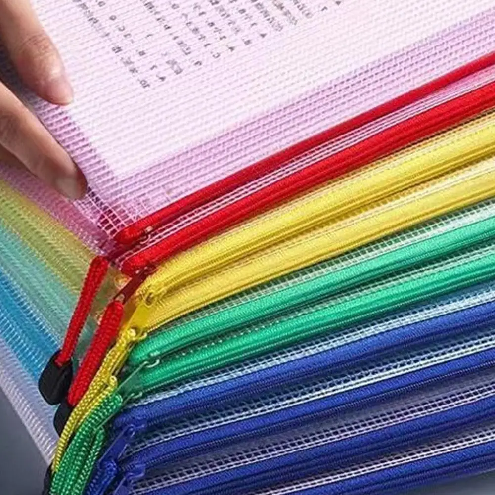 투명 메쉬 지퍼 가방, 두꺼운 방수 아카이브 용품, 연필 가방, 빌 케이스, 데이터 보관 가방, 사무실 O6Y6, A5, 5 개