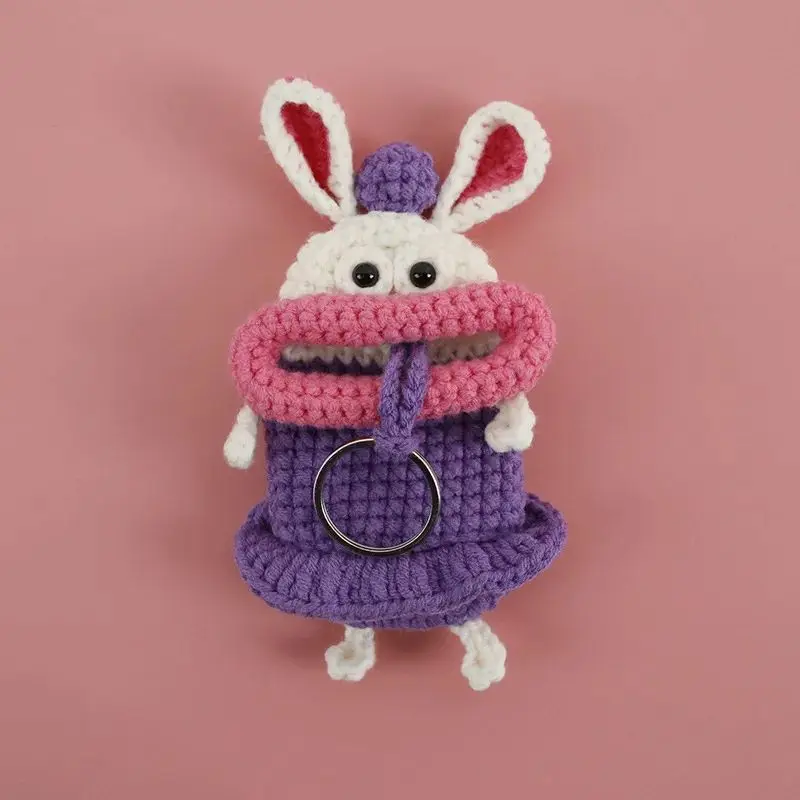 Creative Crochet Doll Keychains Knitting Funny Sausage Mouth