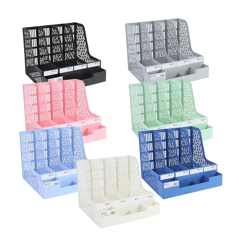 1 Pcs, Thickened, Quadruple File Bar, Desktop File Shelving, Storage Box, Pen Holder Frame, File Box, Office Supplies 3