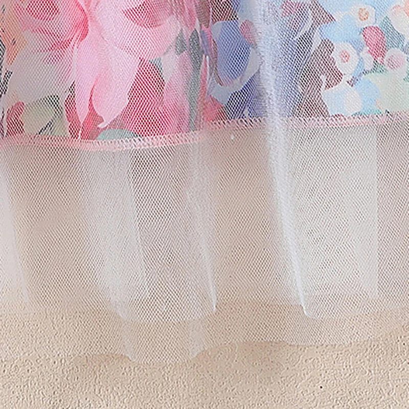 Girls Floral Mesh Summer Dress