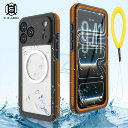 Enhanced Magnetic Waterproof and Shockproof Phone Case with Floating Ring - iPhone 17 Pro Max (Orange)