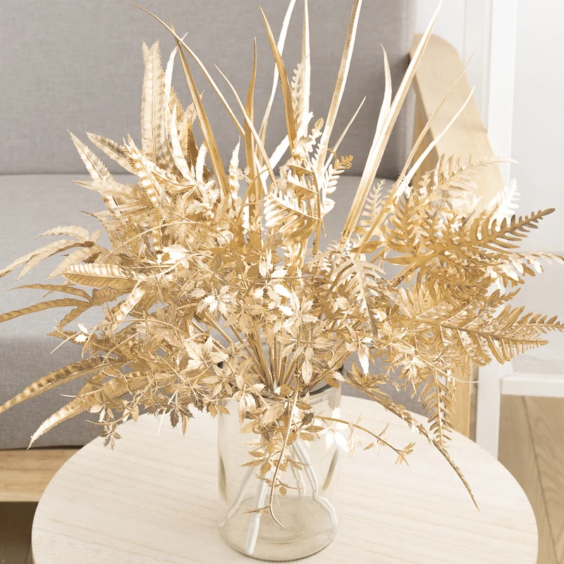 Artificial Gold Flowers Leaves Autumn Wedding Decoration Gold