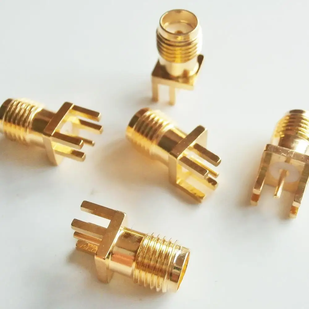 

10X Pcs High-quality RF Connector Socket SMA Female plug solder edge PCB clip mount straight GOLD Plated Brass RF Adapters