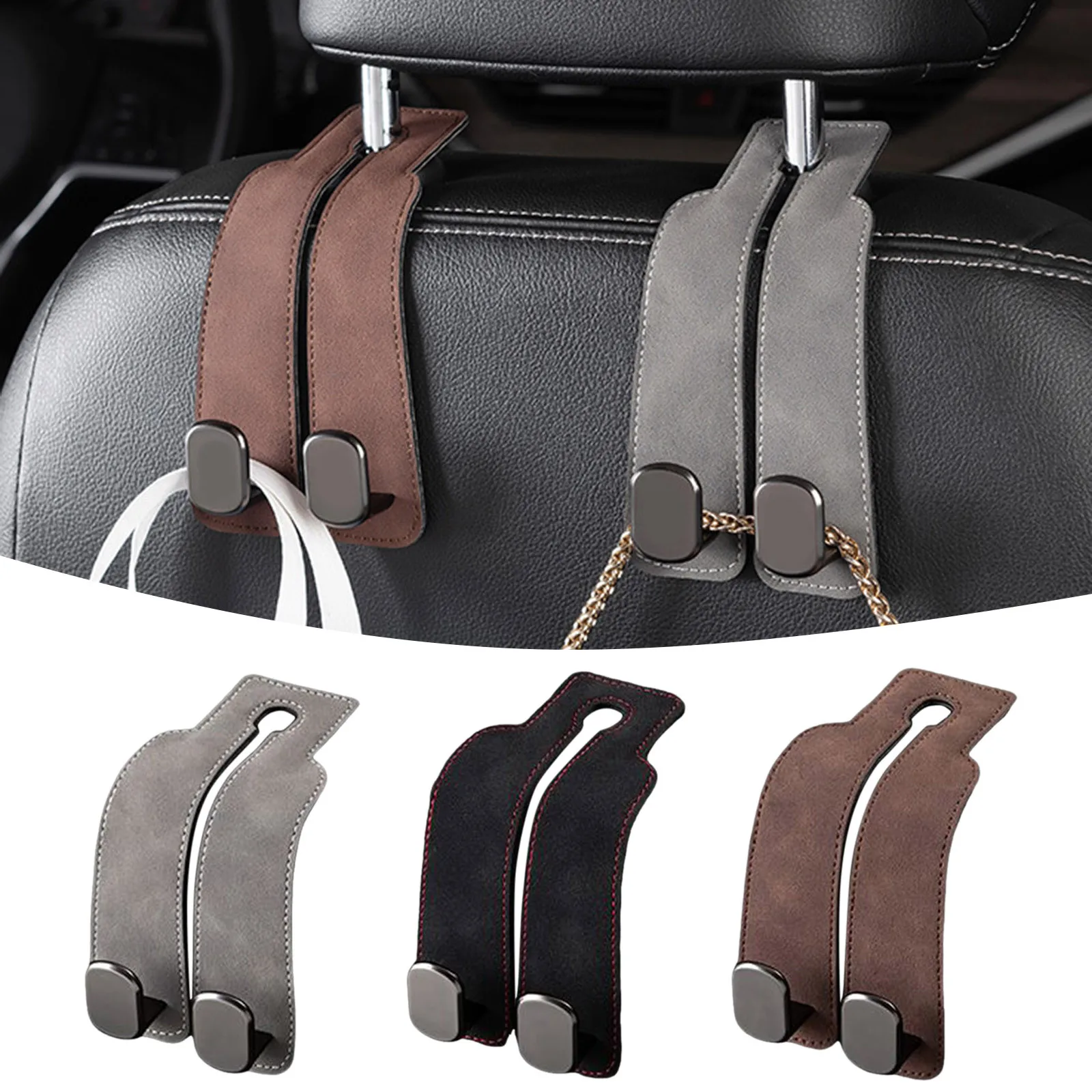 

Car Tools Metal Hook Hanger Car Seat Back Double Hook Customized Seat Back Hook Suede Hook For Car Vehicle Accessories Interior
