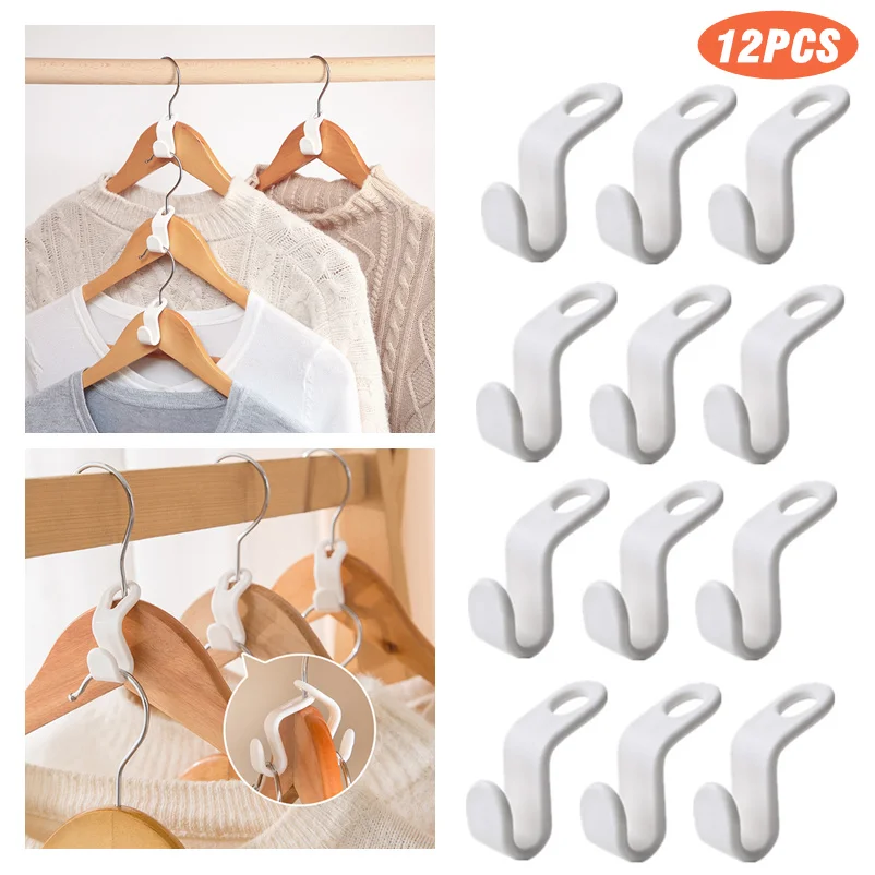 

12/ 18 шт. вешалка для одежды, соединительные крючки, Каскадное хранение одежды вешалка для шкафа, подвесной крючок, экономия места для одежды, чулана