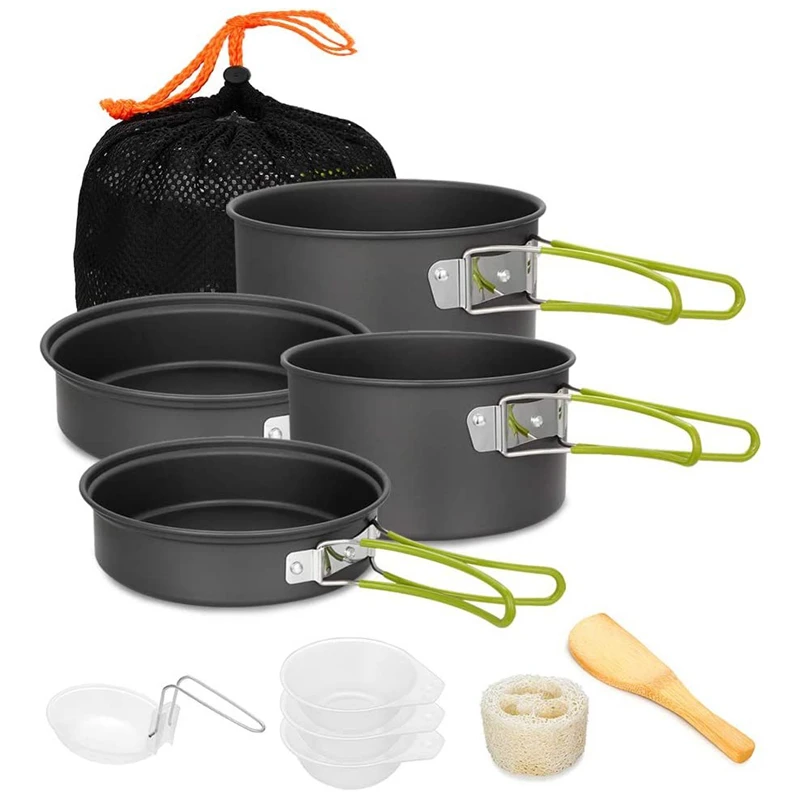 

Camping Tableware Alumina Frying Pan Pot Folding Portable Camping Cookware For Hiking Picnic Tourist Kitchen Cooking Set
