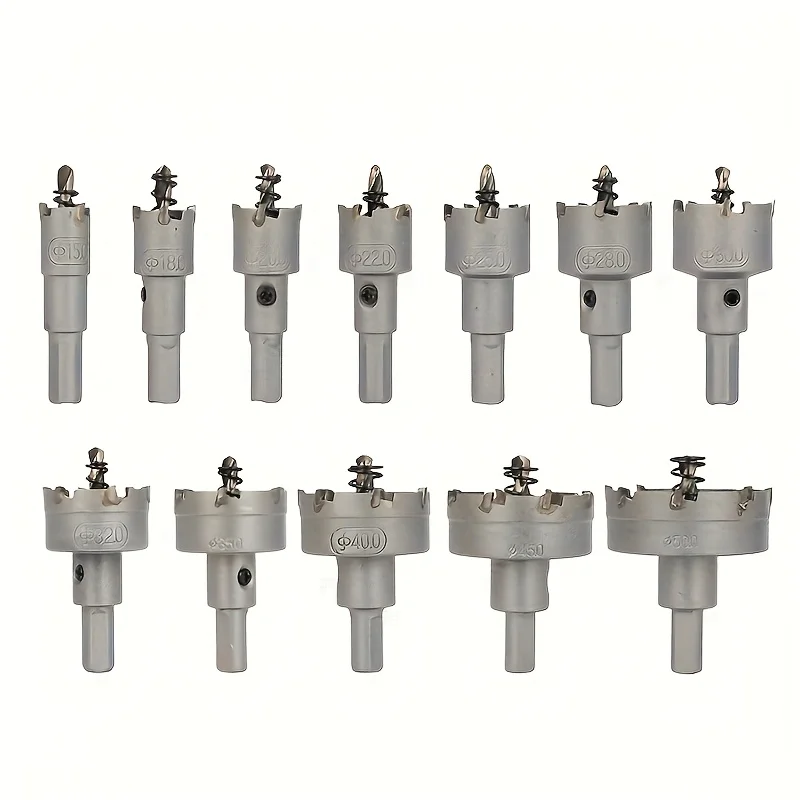 طقم مناشير ثقب TCT مكون من 12 قطعة بأحجام تتراوح م...