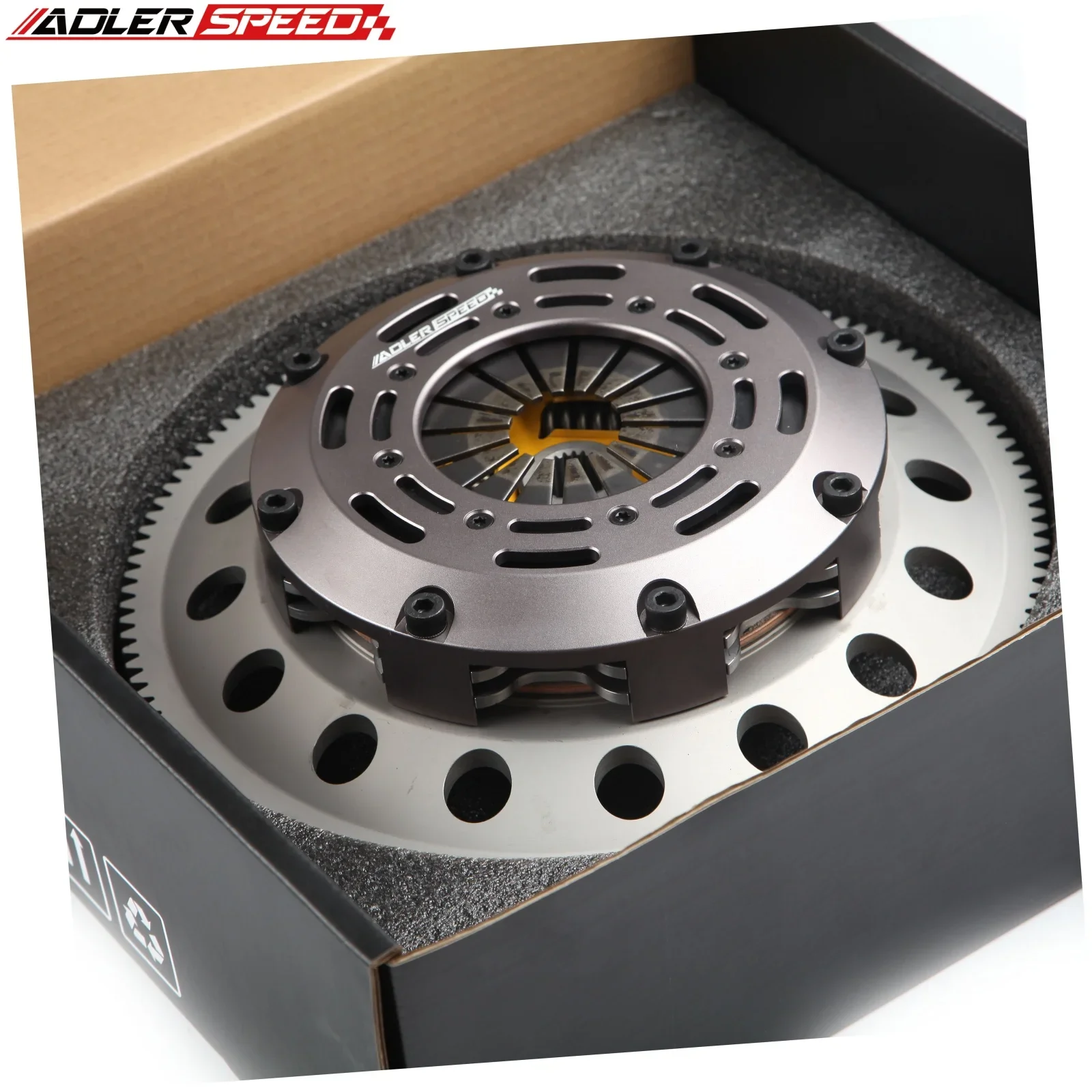 ADLERSPEED 7.25인치 185mm 스프렁 클러치 트윈 디스크 키트 + 플라이휠 (닛산 350Z 인피니티 G35 VQ35DE 중형용)